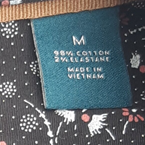 Perry Ellis SZ M Black w/ White & Salmon Print Men's Button Up Cotton Shirt - Picture 4 of 15